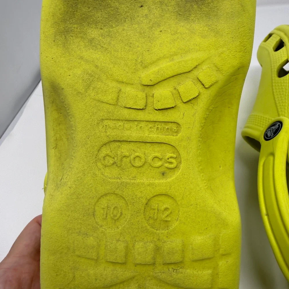 Crocs Classic Clog Mens 10 Neon Yellow Lime Green Slip On Comfort Shoes